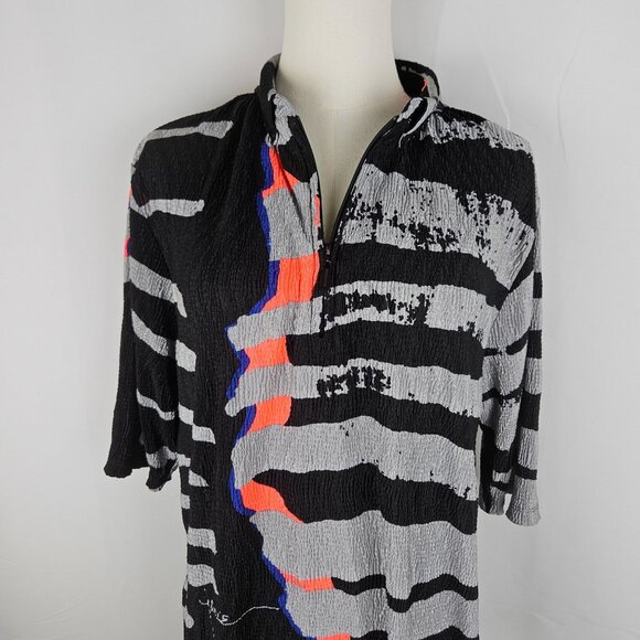 Jamie Sadock Zebra Crinkle Print Top Size XL Black Gray Golf Tennis - Picture 2 of 10
